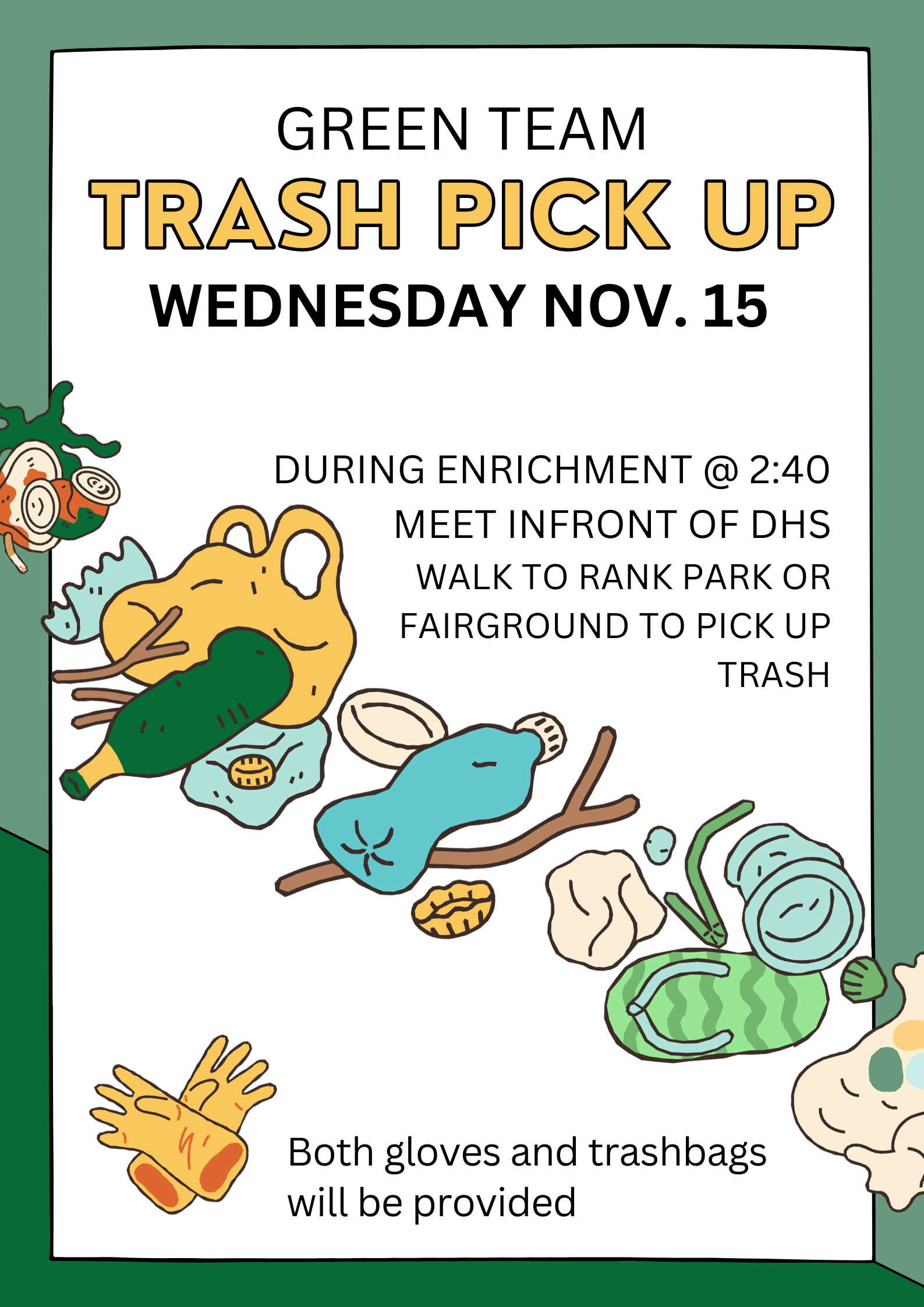 Green Team trash pickup flyer