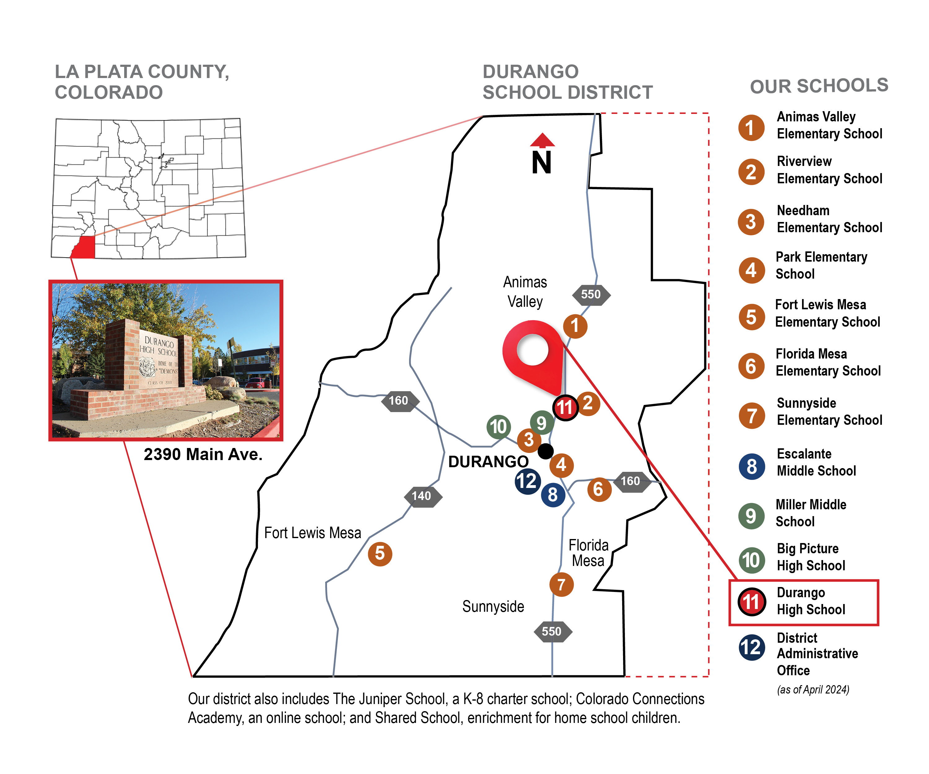 Durango School District map